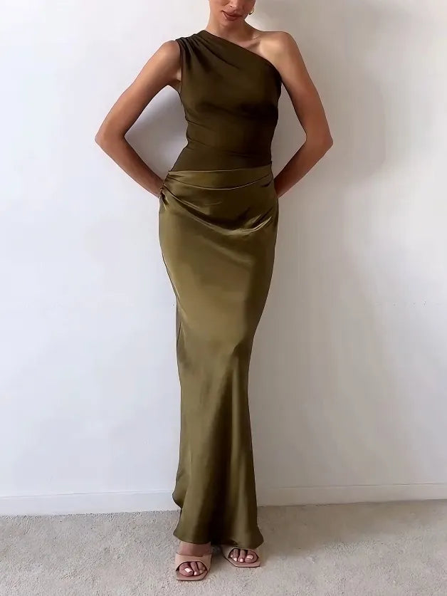 Octavia | One Shoulder Pleated Maxi Dress Special Occasion