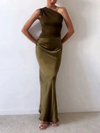 Octavia | One Shoulder Pleated Maxi Dress Special Occasion