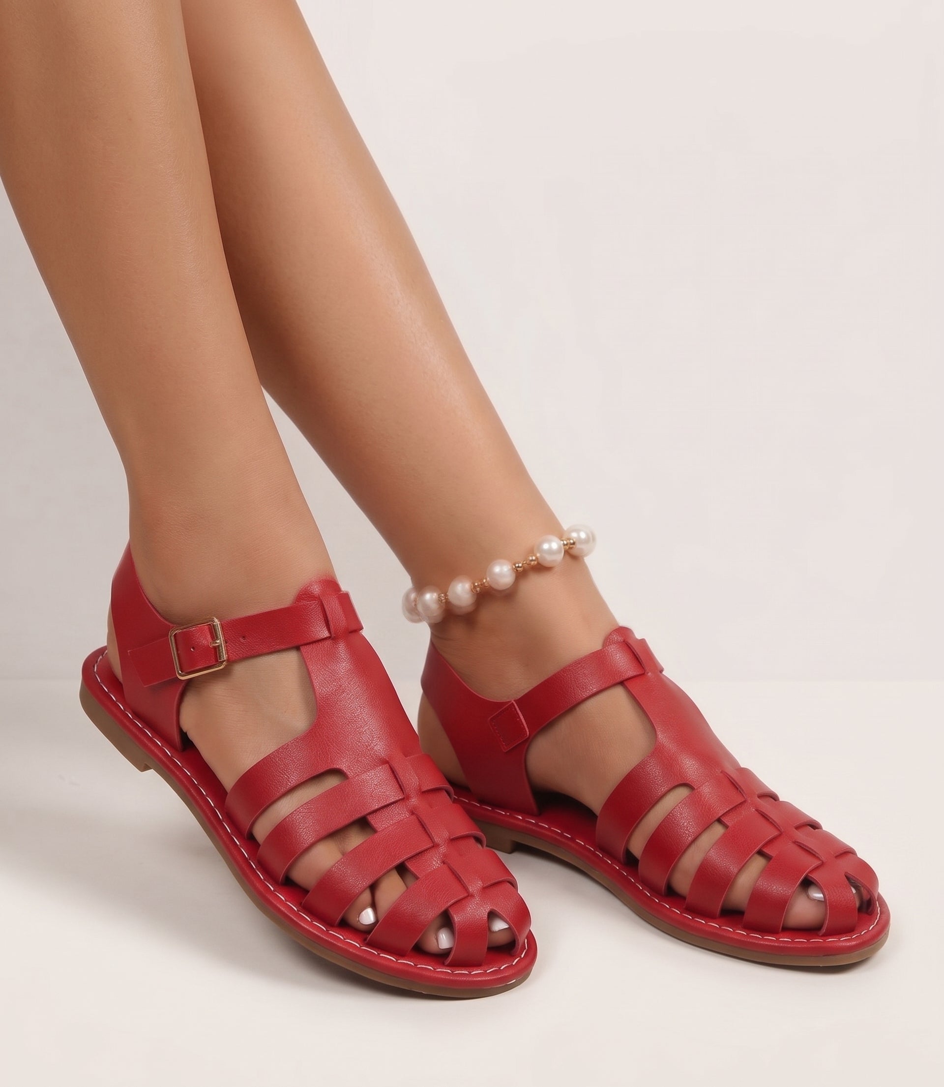 Delphine | Boho Woven Closed Toe Wedding Shoes Flat Sandals