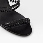 Cordelia | Gold Block Heels For Wedding With Crystal Embellishment