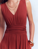 Felicity | Draped Babydoll Jersey Maxi Dress Rich Chestnut