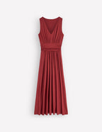 Felicity | Draped Babydoll Jersey Maxi Dress Rich Chestnut