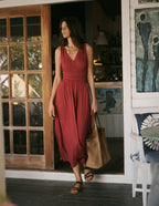 Felicity | Draped Babydoll Jersey Maxi Dress Rich Chestnut