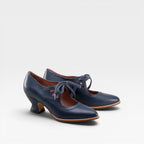 Camille | Silver Low Heel Lace-Up Leather Pumps