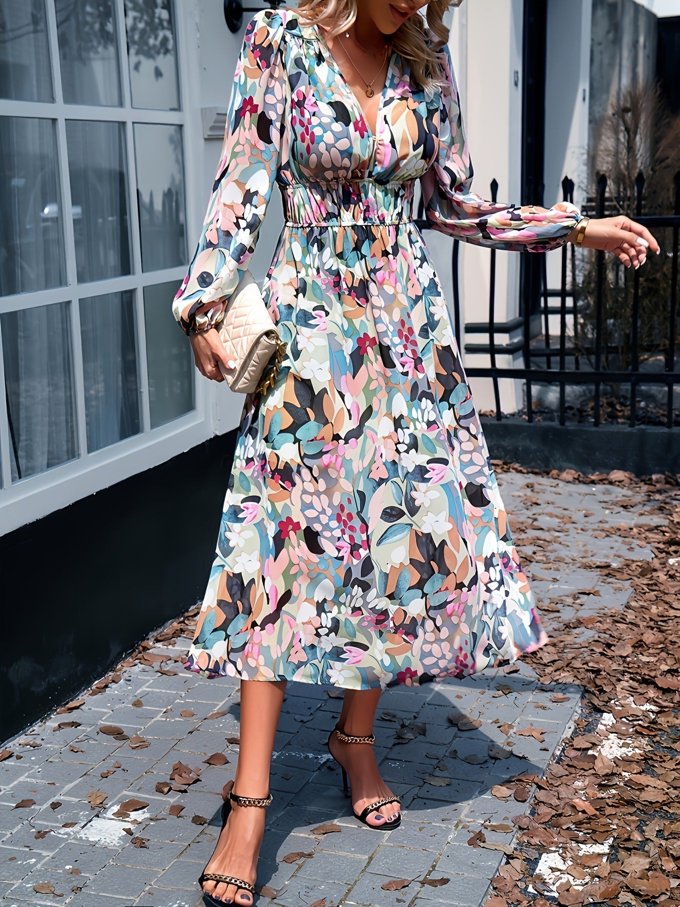 Pascale | Floral Bridesmaid Dresses Long Sleeve Midi