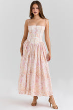 Quintessa | Corset Spaghetti Strap Midi Dress Summer Garden