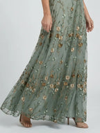 Bridget | Floral Embroidered Drop Waist Maxi Occasion Dress