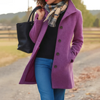 Edith | Black Full Length Long Winter Coat — Purple