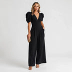 Xanthe | Wide Leg Casual Puff Sleeve Tailored Jumpsuit