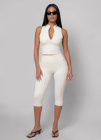 Josephine | Ivory Sculpt Capri Legging for Pilates and Studio Wear