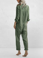 Vivienne | Comfy Long Sleeve Button-Up Jumpsuit for Everyday Wear