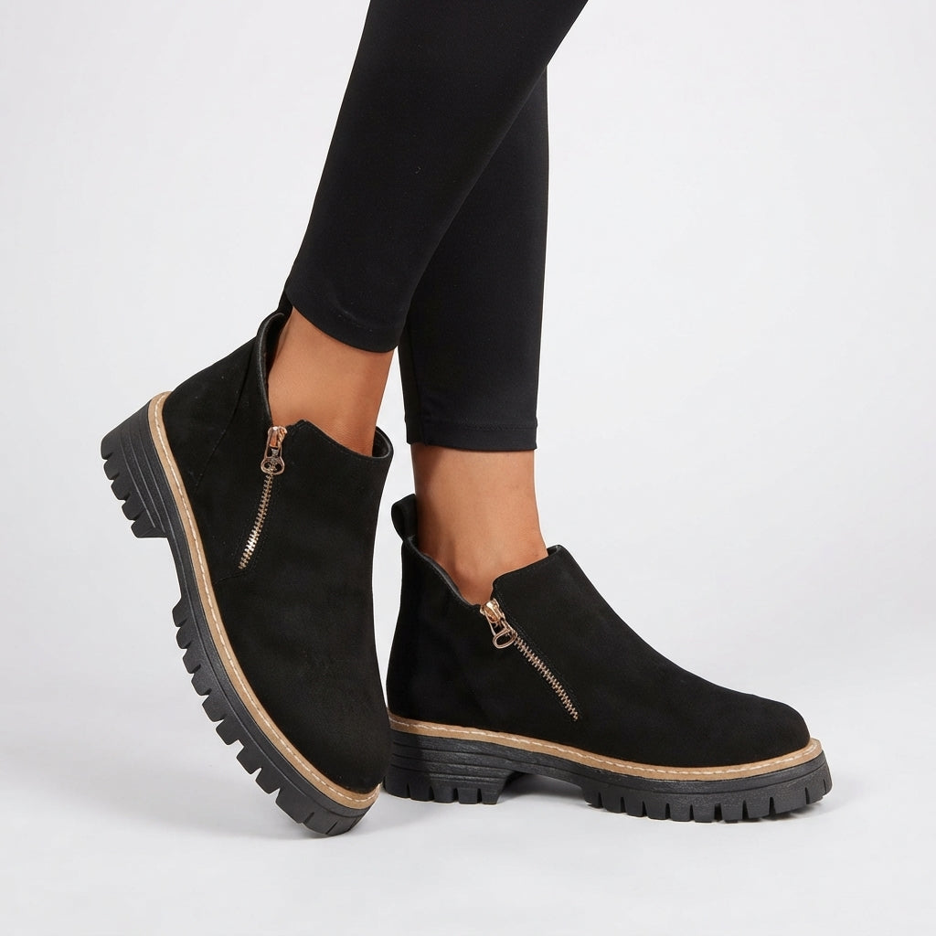 Amandine | Black Brown Heeled Flat Ankle Boots