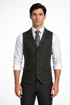 Reuben | Men Herringbone Tweed Wedding Waistcoat Tailored Fit