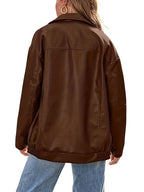 Marguerite | Oversized Leather Bomber Jacket in Black Brown Olive