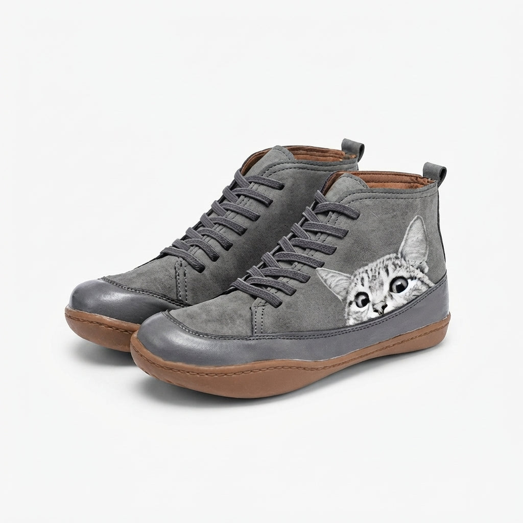 Isolde | Black & Brown Heeled Ankle Boots — Grey