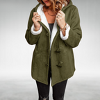 Mathilde | Black Wool Fur Hood Winter Puffer Coats — Green