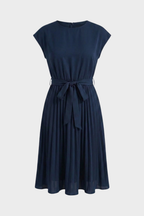 Beatrix | Pleated Chiffon Midi Dress With Belt For Every Occasion
