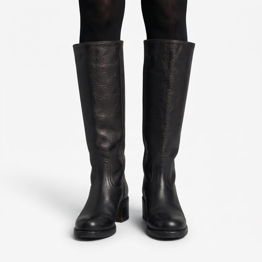 Isadora | Black Leather Wide Fit Knee High Boots