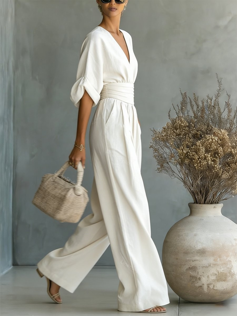 Romilly | Elegant V-Neck Jumpsuit For Work And Weekend