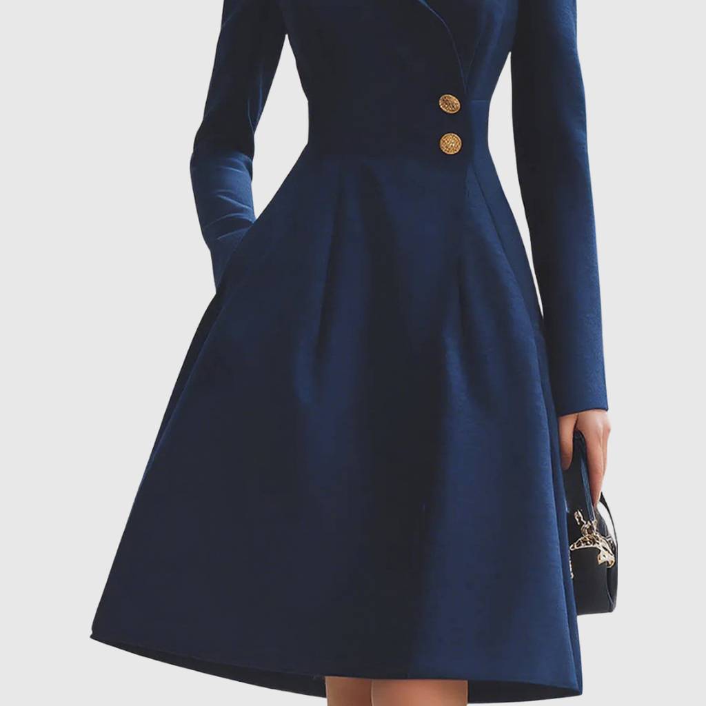 Beatrix | Navy Tailored Coat Dress for Work and Occasions