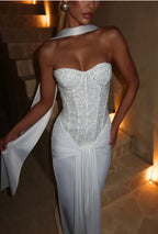 Mirabelle | Corset Strapless Maxi Dress In Elegant Evening Style
