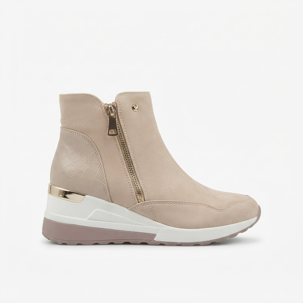 Lavinia | Flat Heeled Ankle Boots Black Brown Comfort Wedge