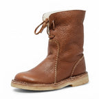 Iliana | Black Brown Leather Ankle Boots Slouch Casual Comfort — Brown