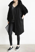 Lavinia | Longline Hooded Wool Winter Coat Black Fur Puffer
