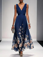 Celestine | Drop Waist Floral Maxi Wedding Guest Dress
