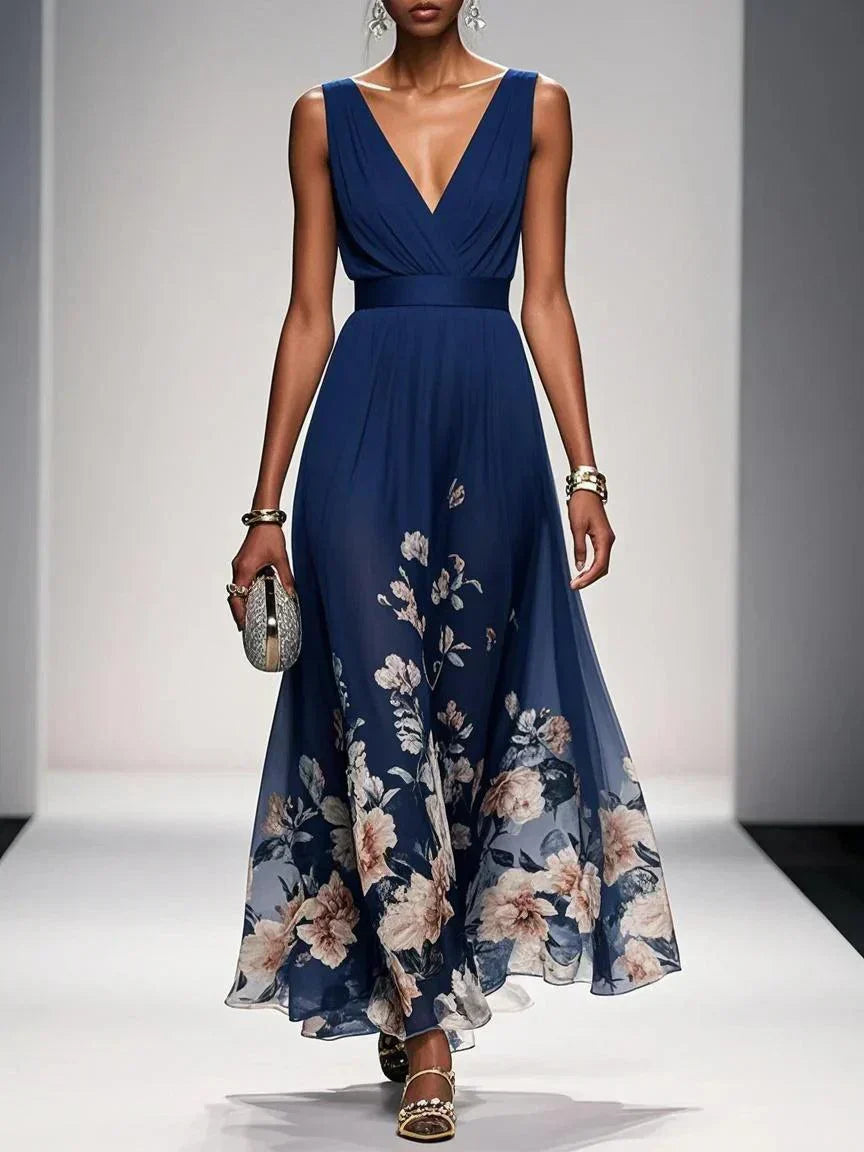 Celestine | Drop Waist Floral Maxi Wedding Guest Dress
