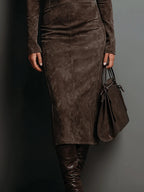 Isadora | Summer Midi Dress In Suede-Look Finish For Work & Events