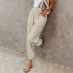 Margaux | Women's Linen Balloon Pants With Smocked Waist