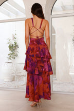 Penelope | Long Sleeve V-Neck Layered Wedding Guest Maxi Dress