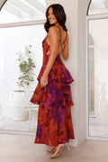 Penelope | Long Sleeve V-Neck Layered Wedding Guest Maxi Dress