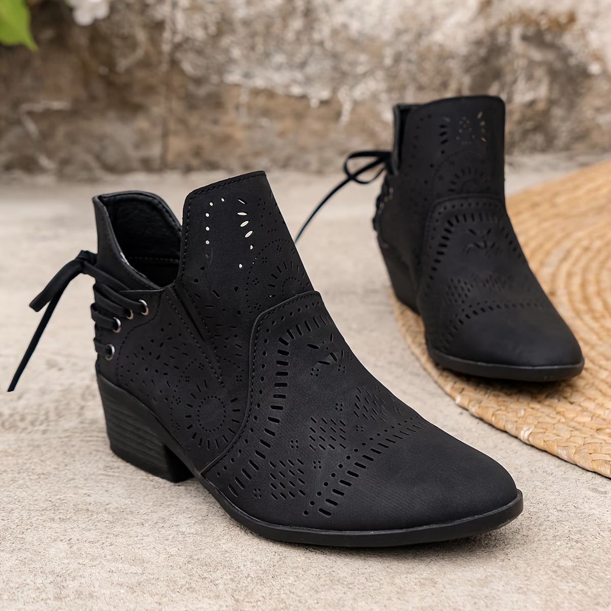 Evangeline | Vintage Cutout Ankle Boots for Women
