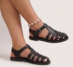 Delphine | Boho Woven Closed Toe Wedding Shoes Flat Sandals