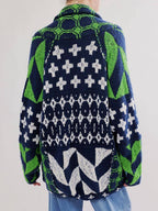 Marguerite | Oversized Cardigan Sweater with Jacquard Diamond Knit
