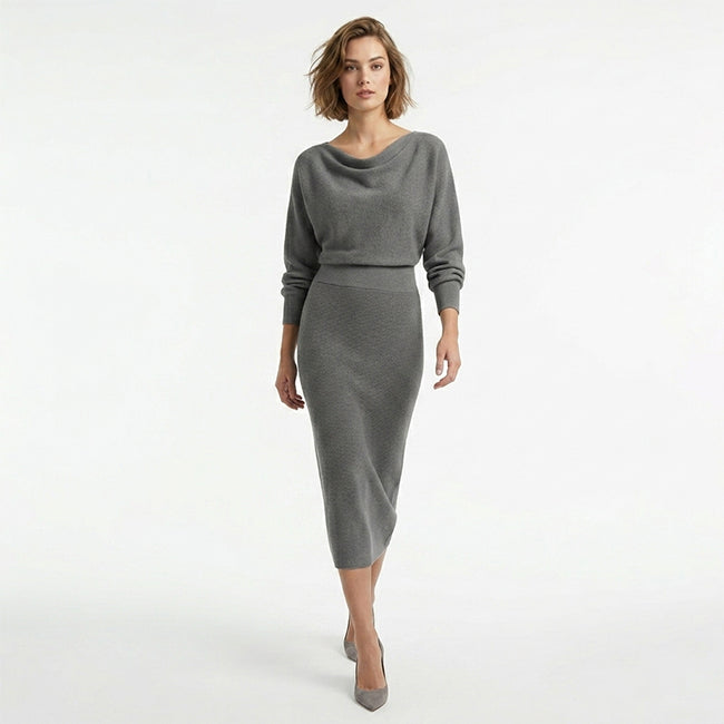 Noemie | Draped Cowl Neck Midi Dress Women's Occasion Style