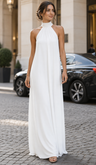 Isadora | Halter Neck White Maxi Dress