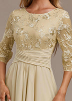 Henriette | Gold Sequin Dress Flowing Chiffon Occasion