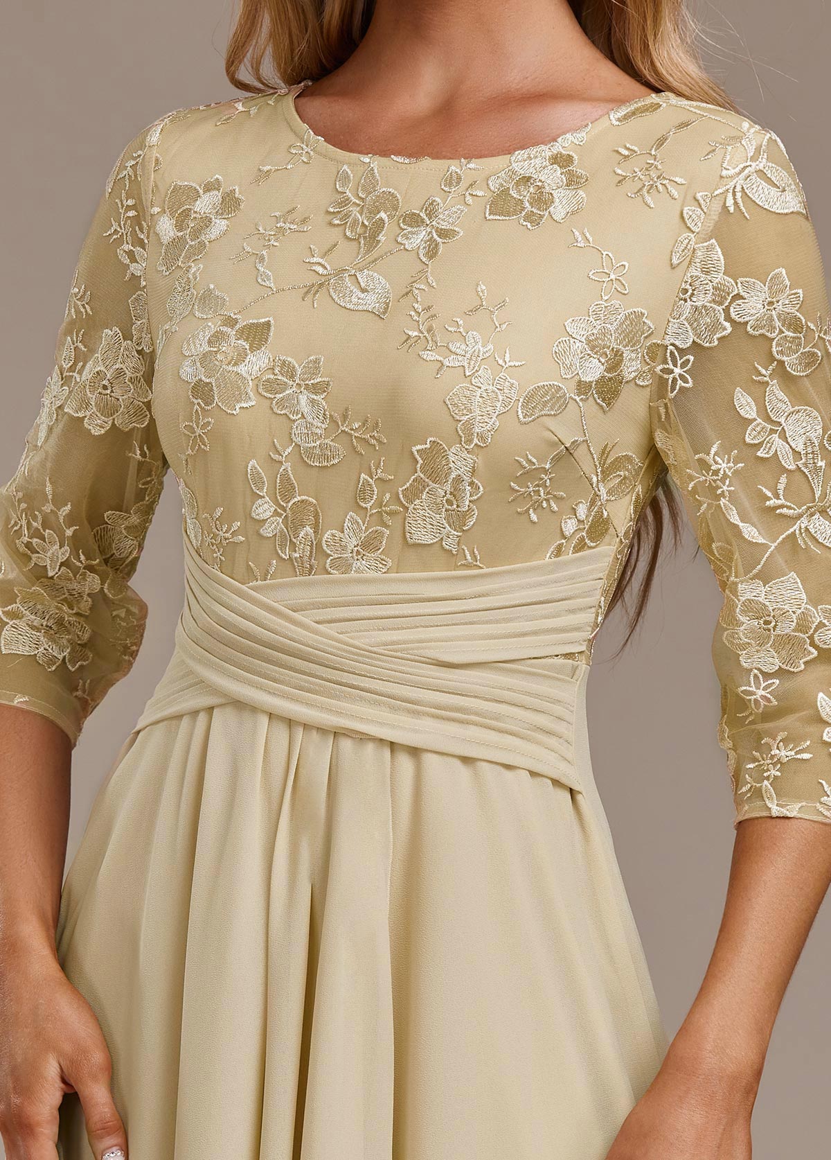 Henriette | Gold Sequin Dress Flowing Chiffon Occasion