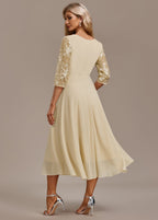Henriette | Gold Sequin Dress Flowing Chiffon Occasion