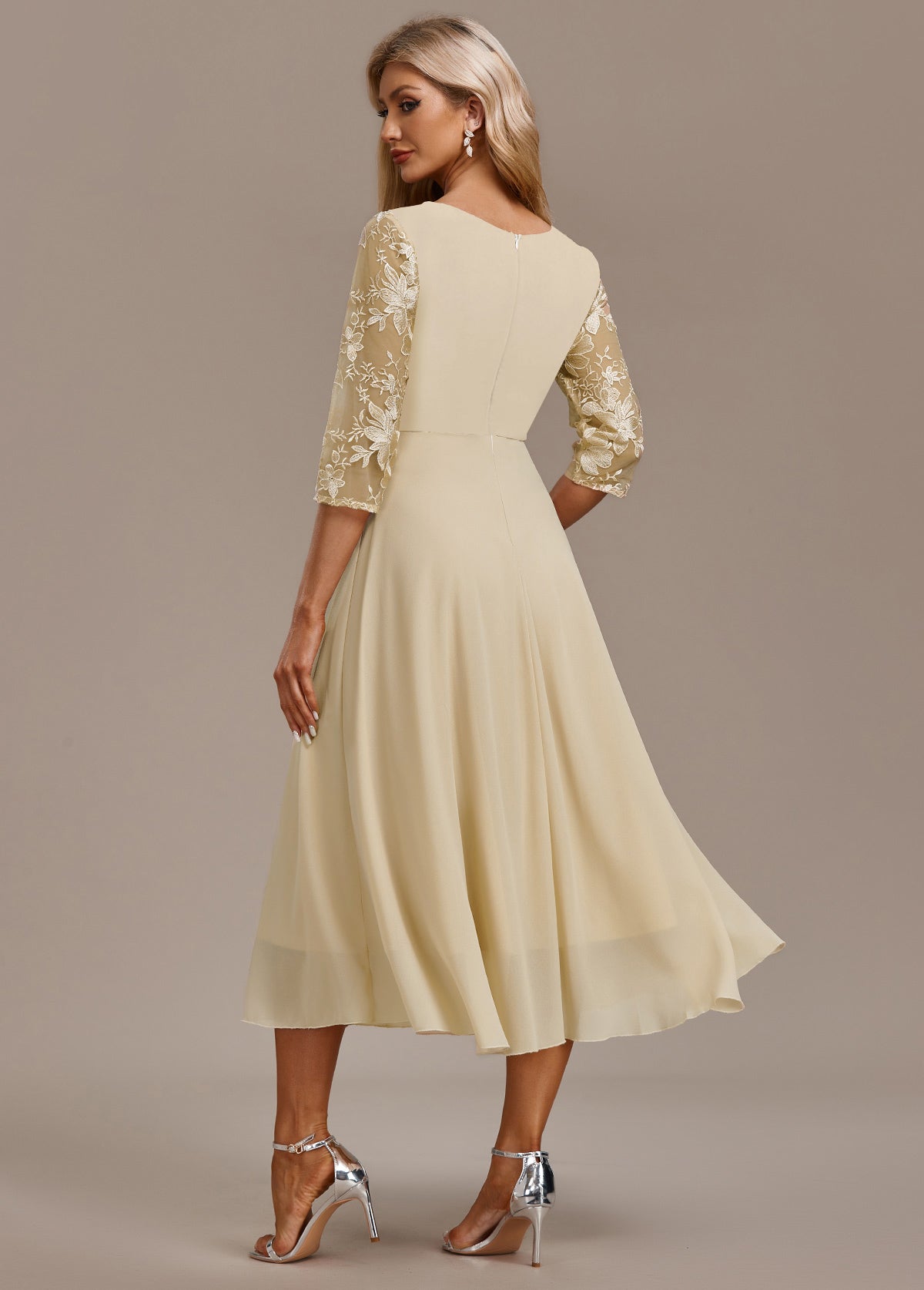 Henriette | Gold Sequin Dress Flowing Chiffon Occasion