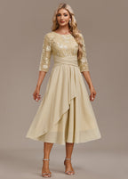 Henriette | Gold Sequin Dress Flowing Chiffon Occasion