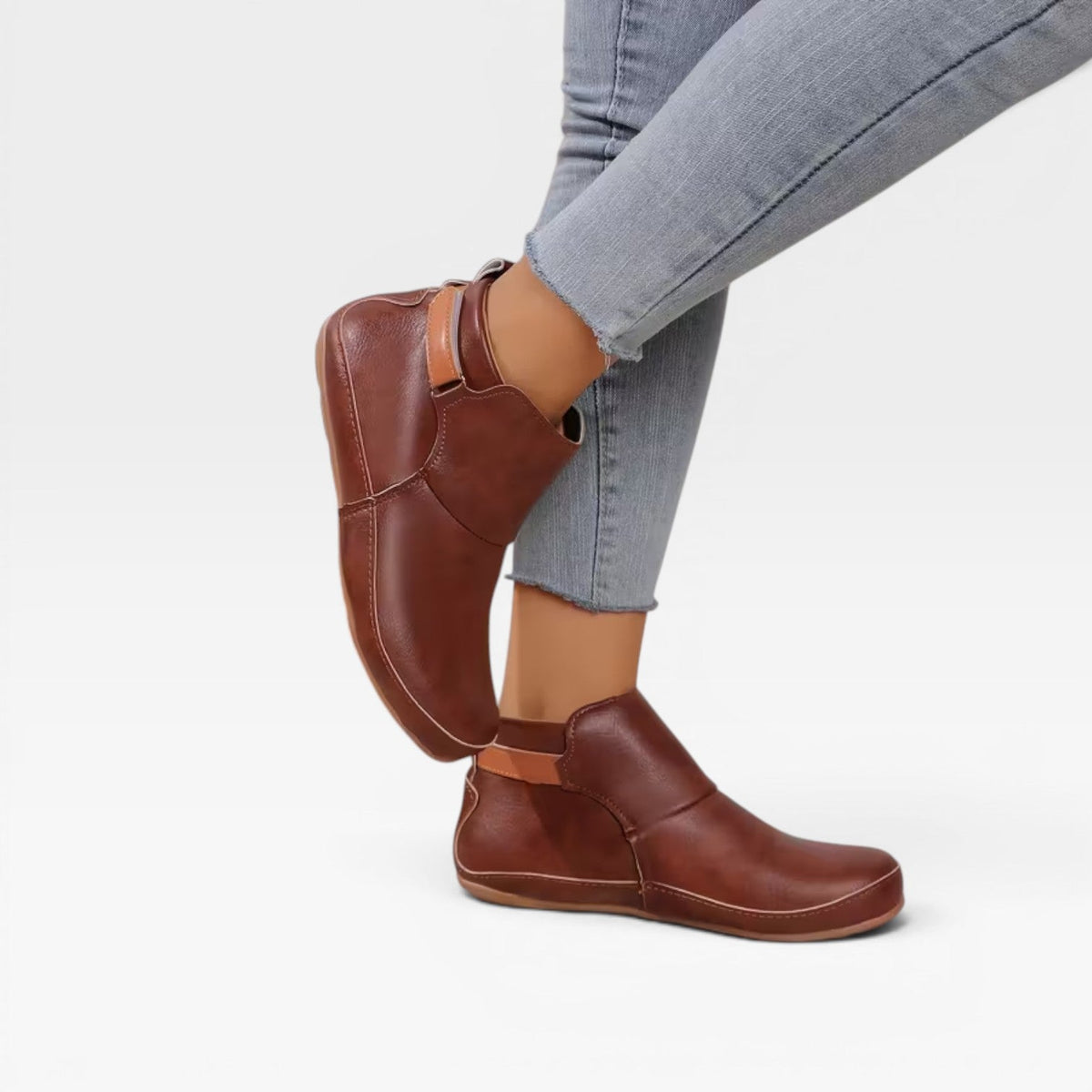 Isadora | Leather Ankle Boots Low Heel Black Brown