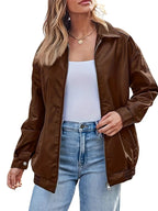 Marguerite | Oversized Leather Bomber Jacket in Black Brown Olive