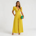 Xanthe | Wide Leg Casual Puff Sleeve Tailored Jumpsuit