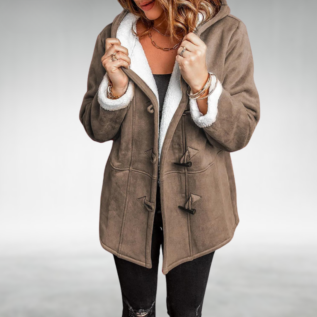 Mathilde | Black Wool Fur Hood Winter Puffer Coats — Brown