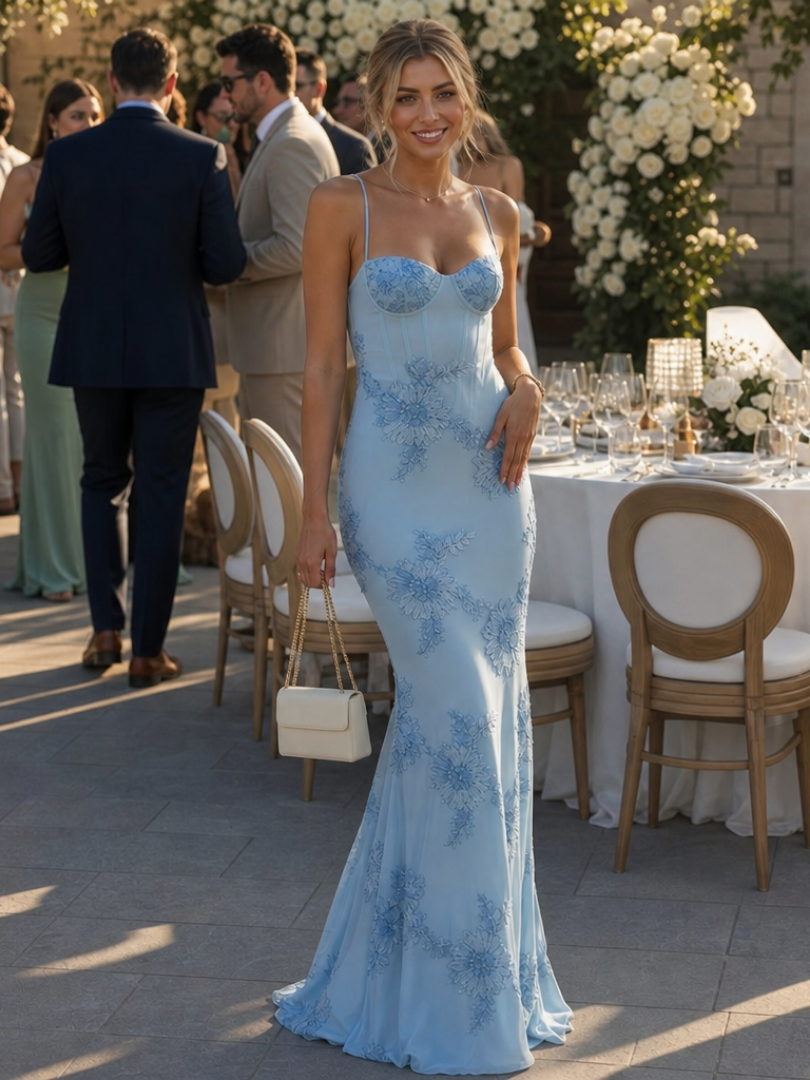 Celestine | Spaghetti Strap Corset Bodice Maxi Dress