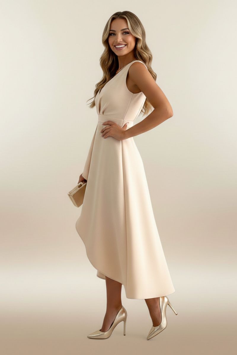 Yolanda | Women's Sleeveless Wrap Pink Midi Dress
